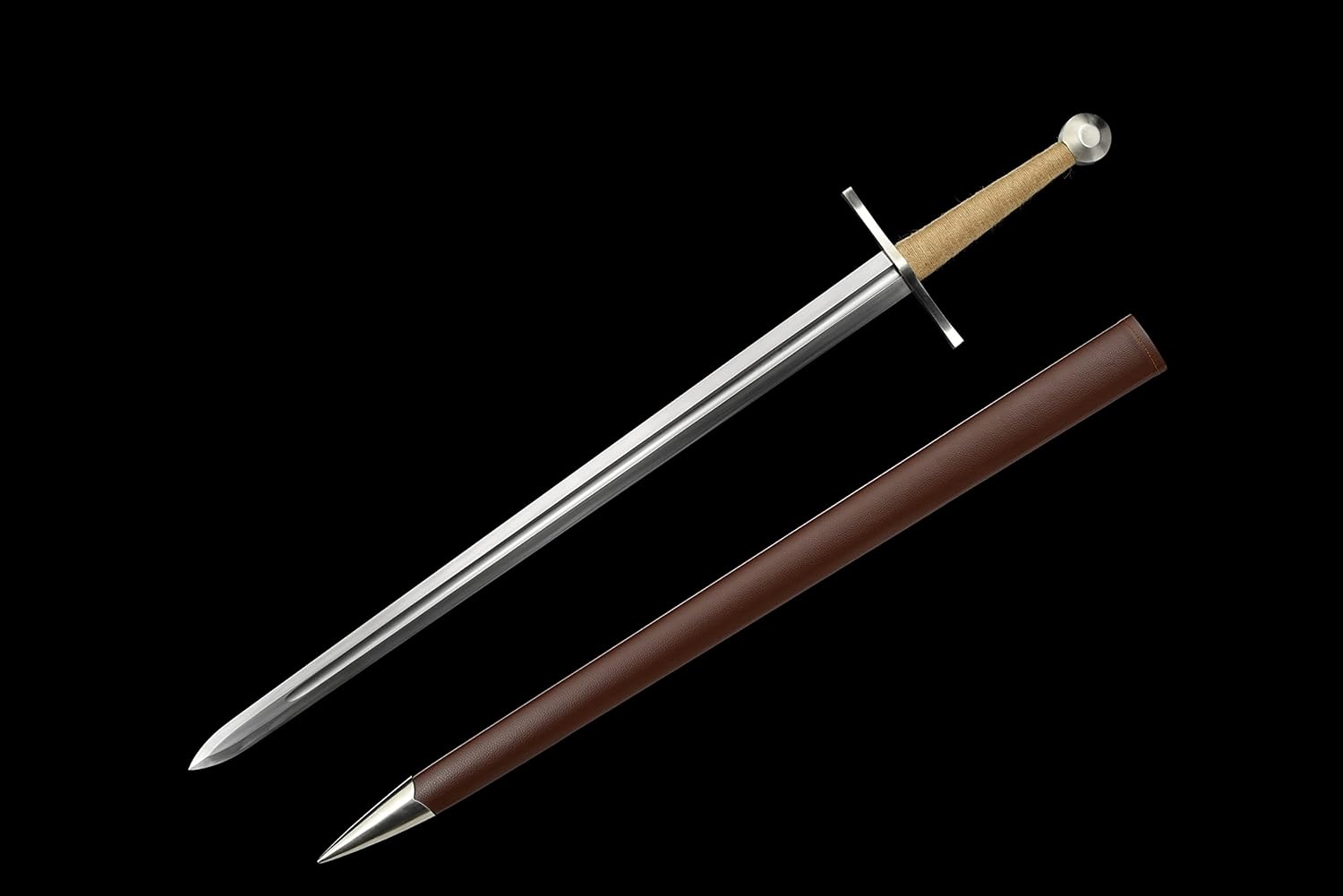 Lyuesword Full Handmade Medieval Sword High Carbon Steel Razor Sharp Blade Stainless Steel Pommel Sharp Edge for Collection