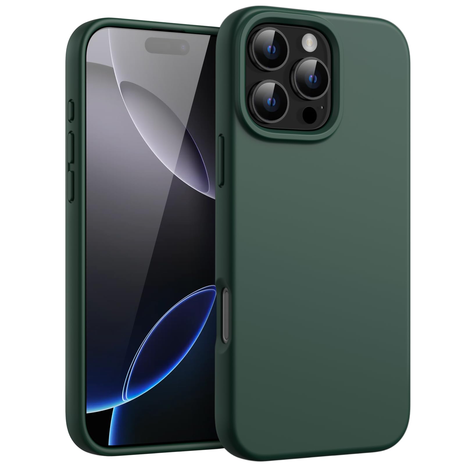 JETech Liquid Silicone Case for iPhone 16 Pro Max 6.9-Inch, Silky Soft Touch Full-Body Protective Phone Case, Anti-Scratch Shockproof Cover with Microfiber Lining (Midnight Green)