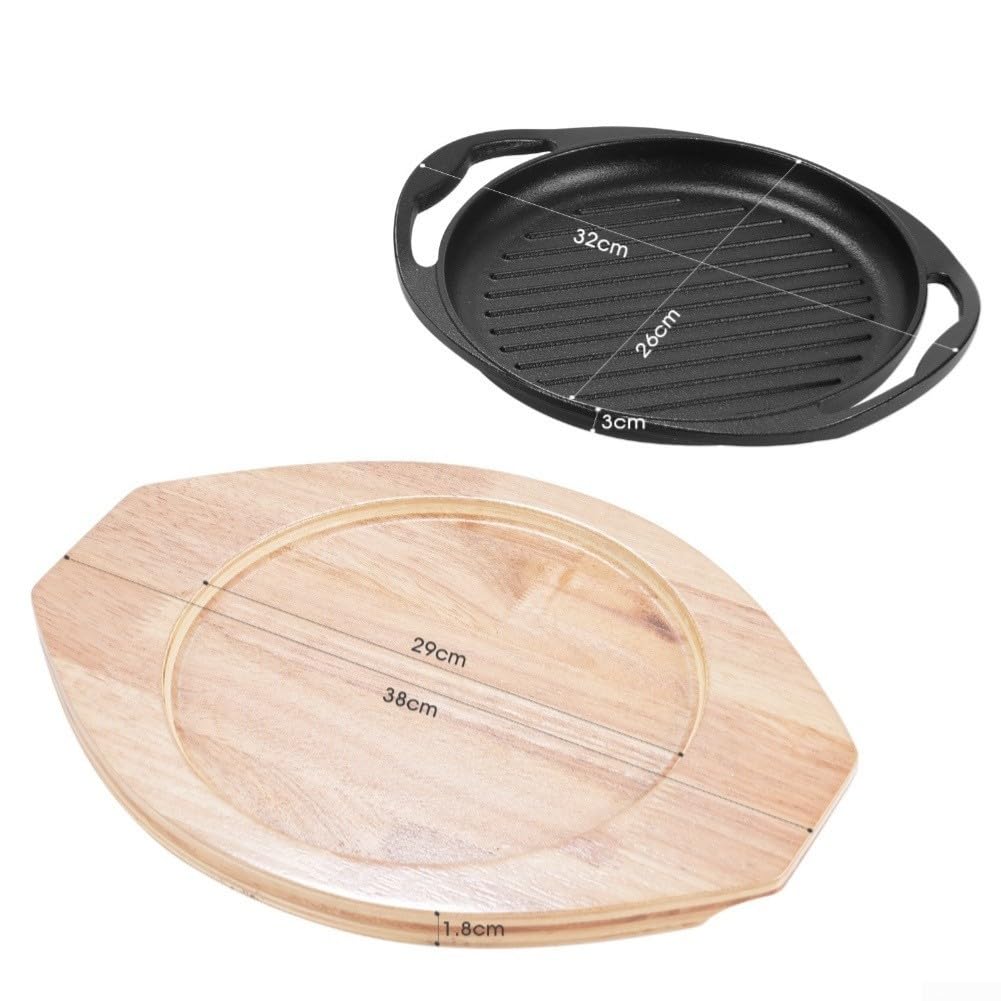 Bistecchiera in ghisa con doppio manico per bistecca e barbecue, per padella robusta per cottura a gas e induzione, superficie antiaderente, nero (5026)