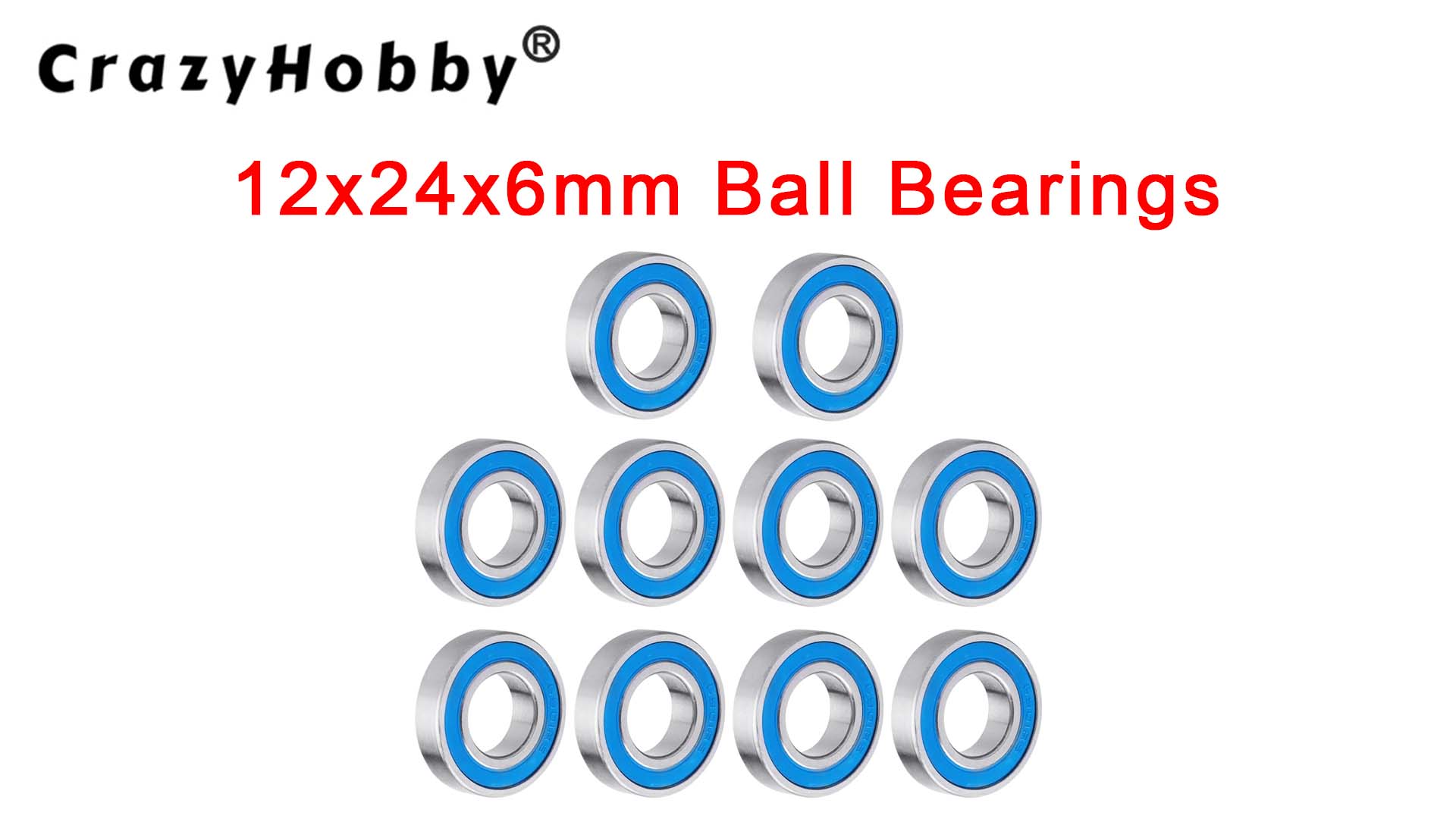 Image of 10pcs 6901-2RS Ball Bearings - Miniature Deep Groove Ball Bearing Double Blue Rubber Sealed Chrome Steel for RC Cars /Planes /Drone /Robotics / 3D Printing Projects(12x24x6mm)