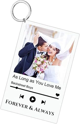 Llavero personalizado de Spotify, llavero personalizado con placa de canción para novio y pareja con texto personalizado, acrílico