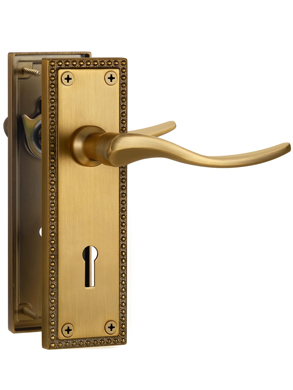 SORWDUERM 1 Pair Victorian Scroll Antique Bronze Internal Door Handles,Short Lock Lever Set for Interior Wooden Doors,Fits Standard UK Door,Zinc Alloy