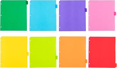 Miniatura 4 de JAM PAPER Separadores de pestañas de índice de plástico, 8 lengüetas, 9 34 x 11 12, multicolor, 8 separadores con pestañaspaquete