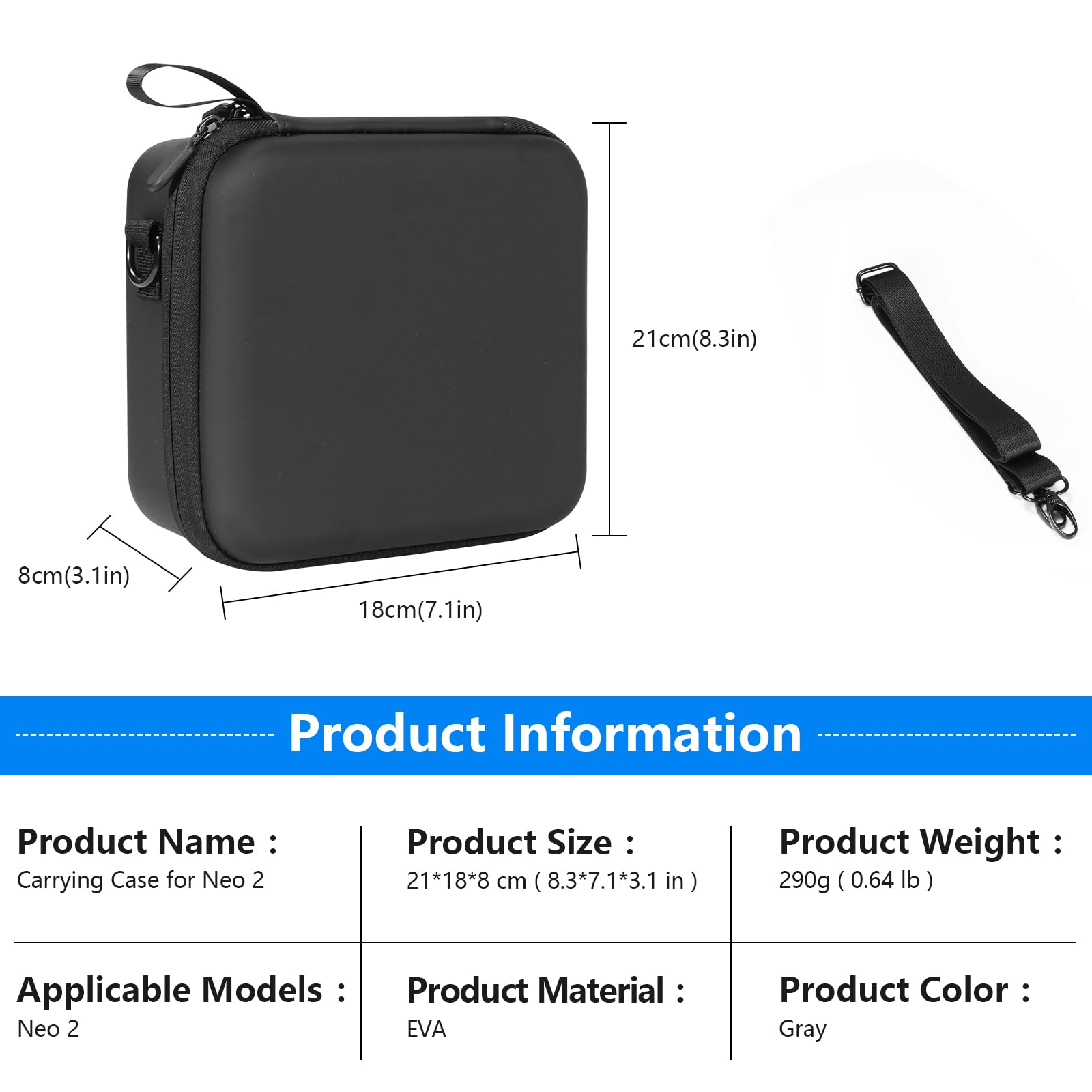 FPVtosky Neo 2 Étui de Voyage, Sac de Voyage en PU Portable pour Accessoires de Drone DJI Neo 2 [Seulement Le Sac]