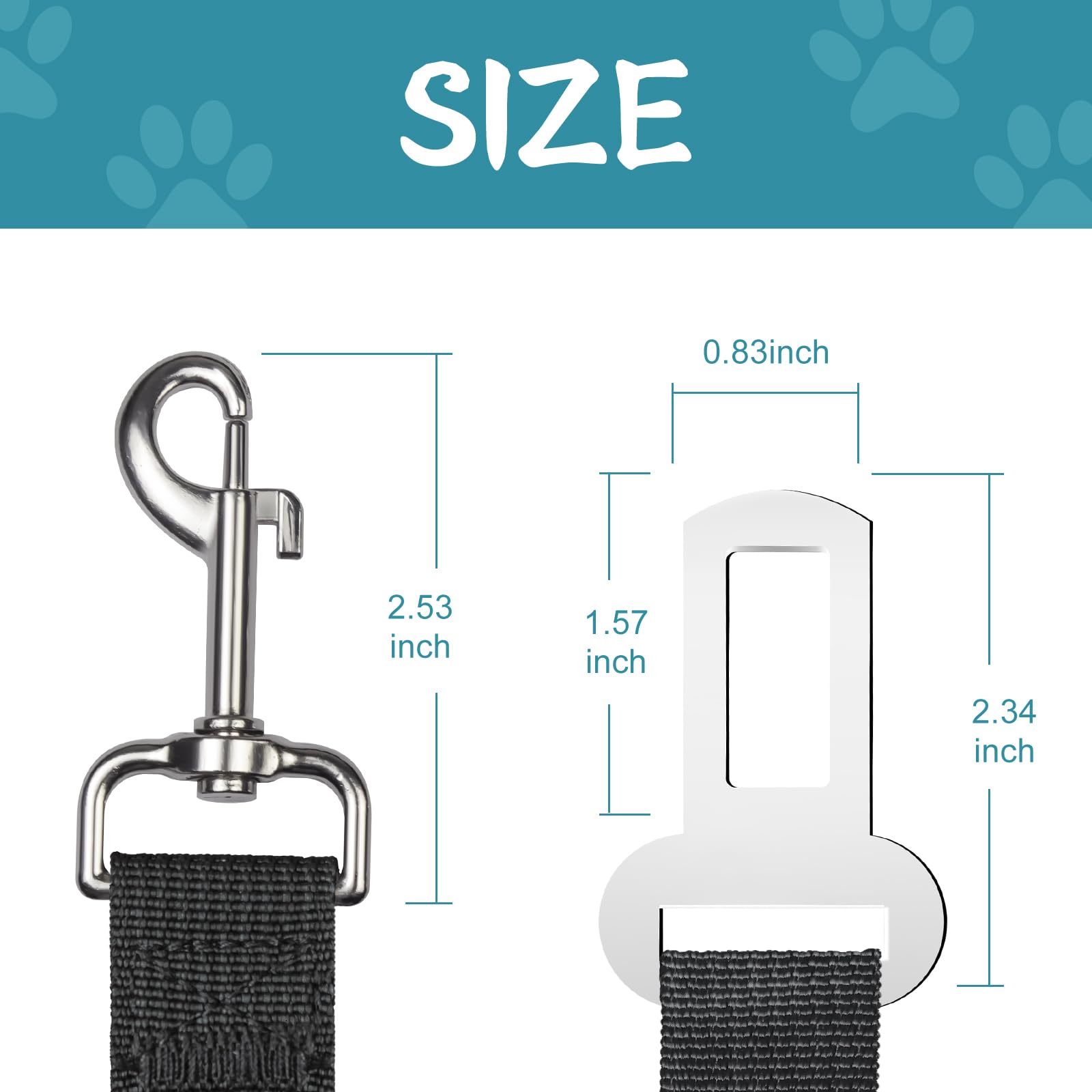 de 2 correas de seguridad ajustables de nailon para perros, cinturones de seguridad para perros pequeños y grandes, soporta todos los coches, instalación rápida y fácil (negro)