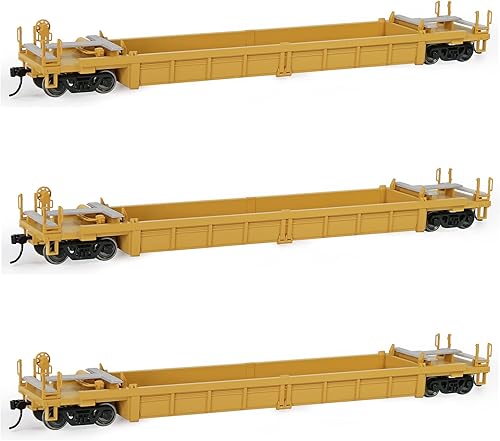 Miniatura 10 de Evemodel C8749 HO Scale 40ft Well Car 1:87 Fondo cóncavo 40' Carro de coche plano (3pcs - marrón) 3 piezas - marrón,1pc-marrón,3 unidades - azul,1