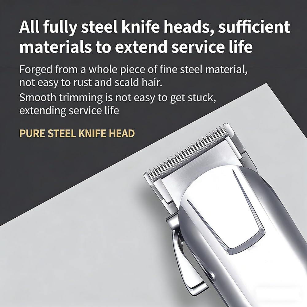 Pet Grooming Kit, Rechargeable Cordless Electric Quiet Hair Clipper Set, Low Noise Professional Pet Hair Trimmer with 4 Grooming Tools, Easy to Use for Home Pet Grooming Supplies Silver