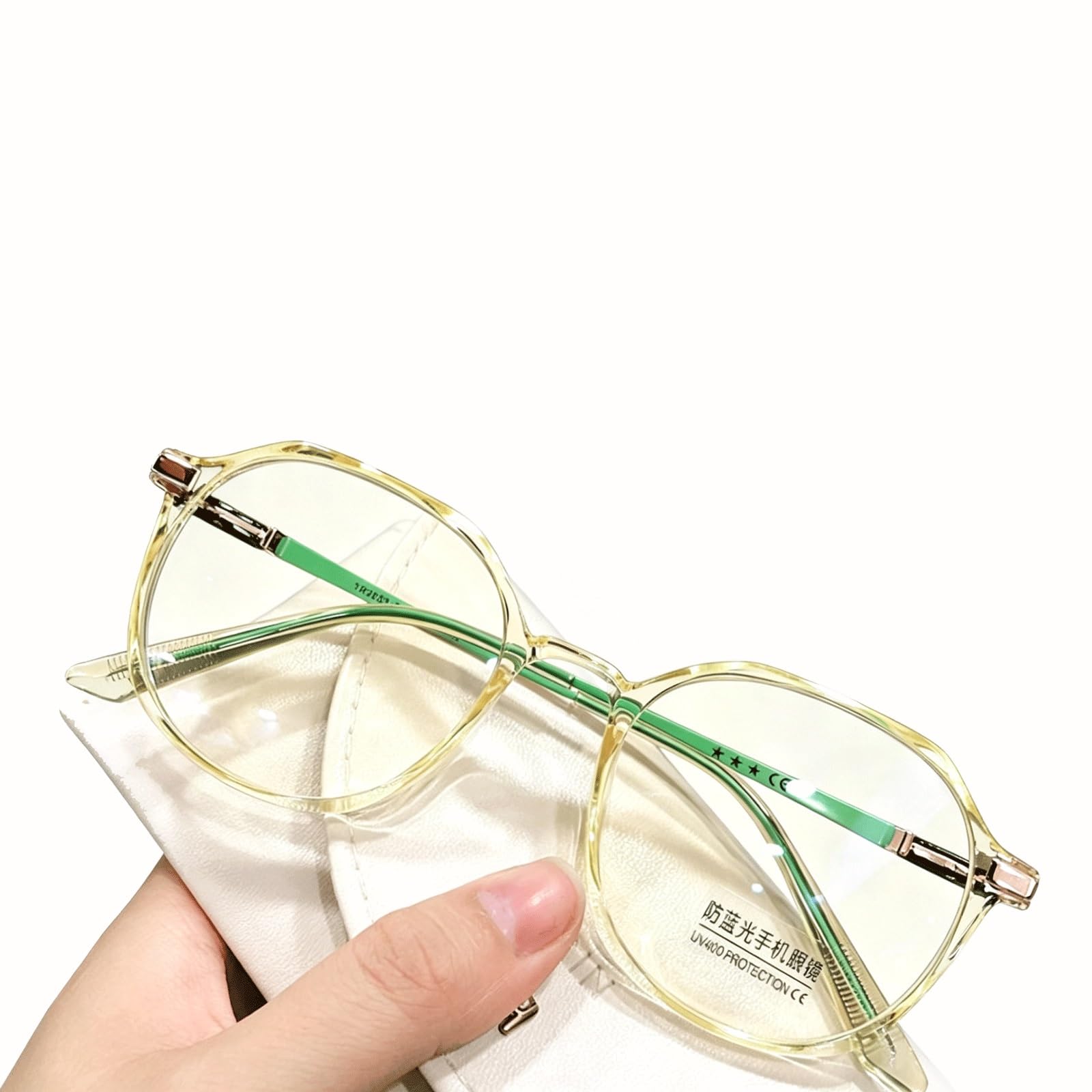 KLJUddGY Polygonal Eyewear Frames Anti-Blue Light Glasses Non Prescription Eyeglasses Full Rim Spectacles for Computer Reading Glasses(Gr�n)