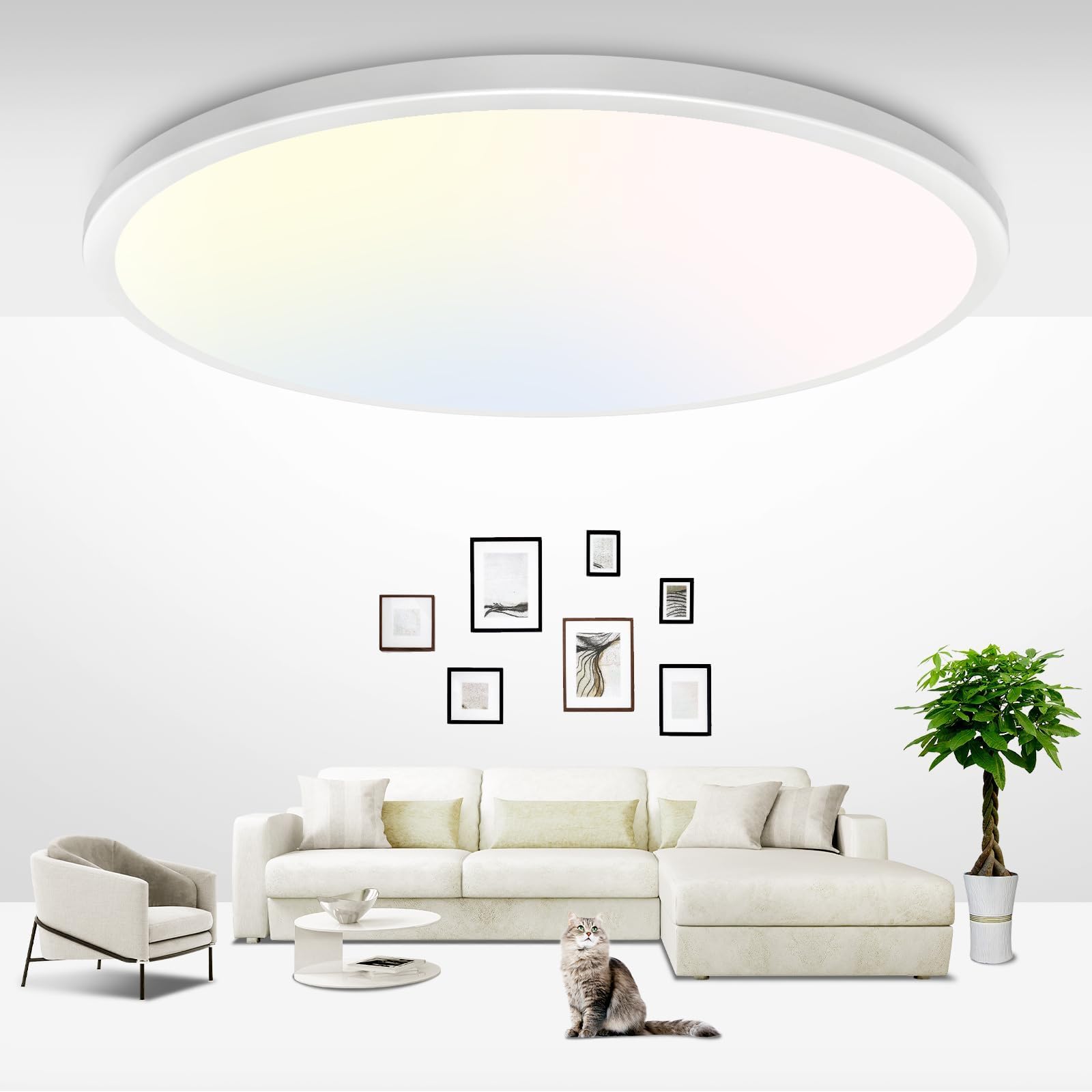 libtit 42CM Bathroom Ceiling Light, 36W 3600LM Led Flush Mount Ceiling Light Fixture