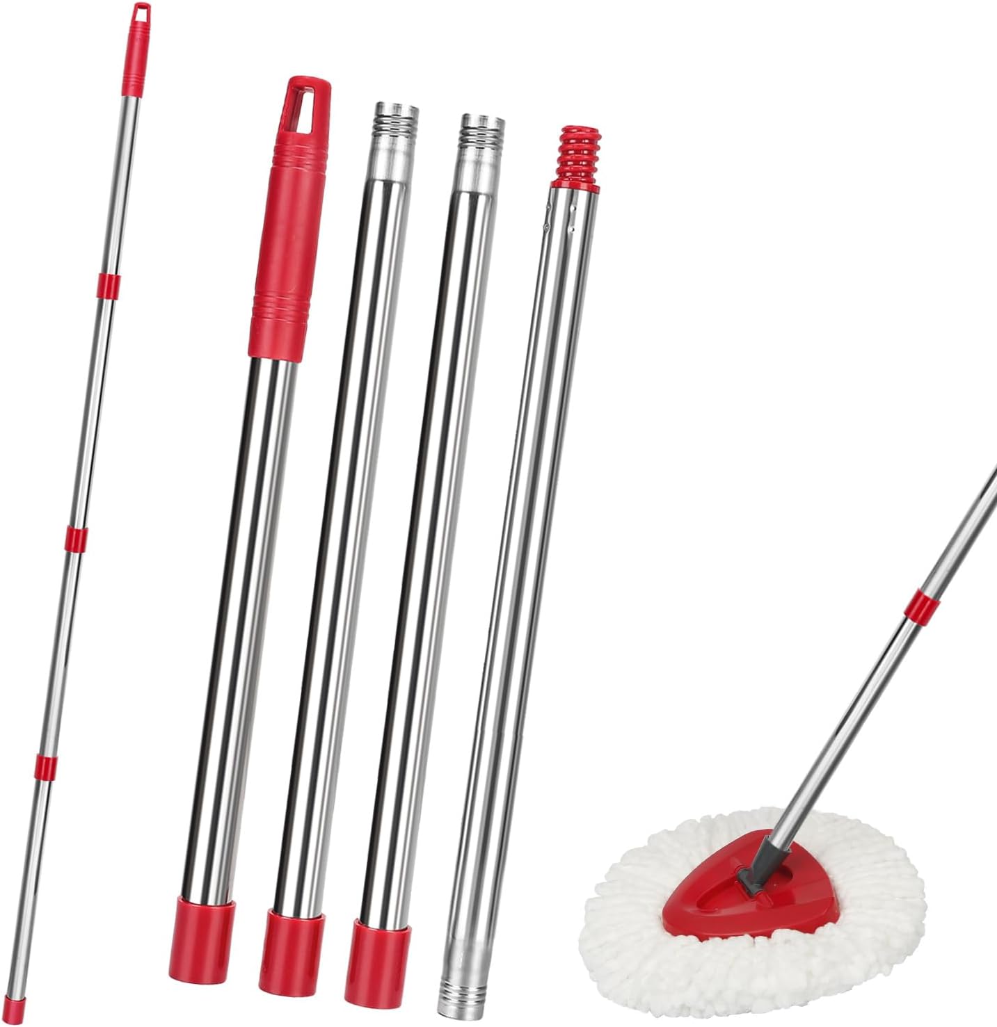 4Section Spin Mop Replacement Handle 30" to 58" Mop