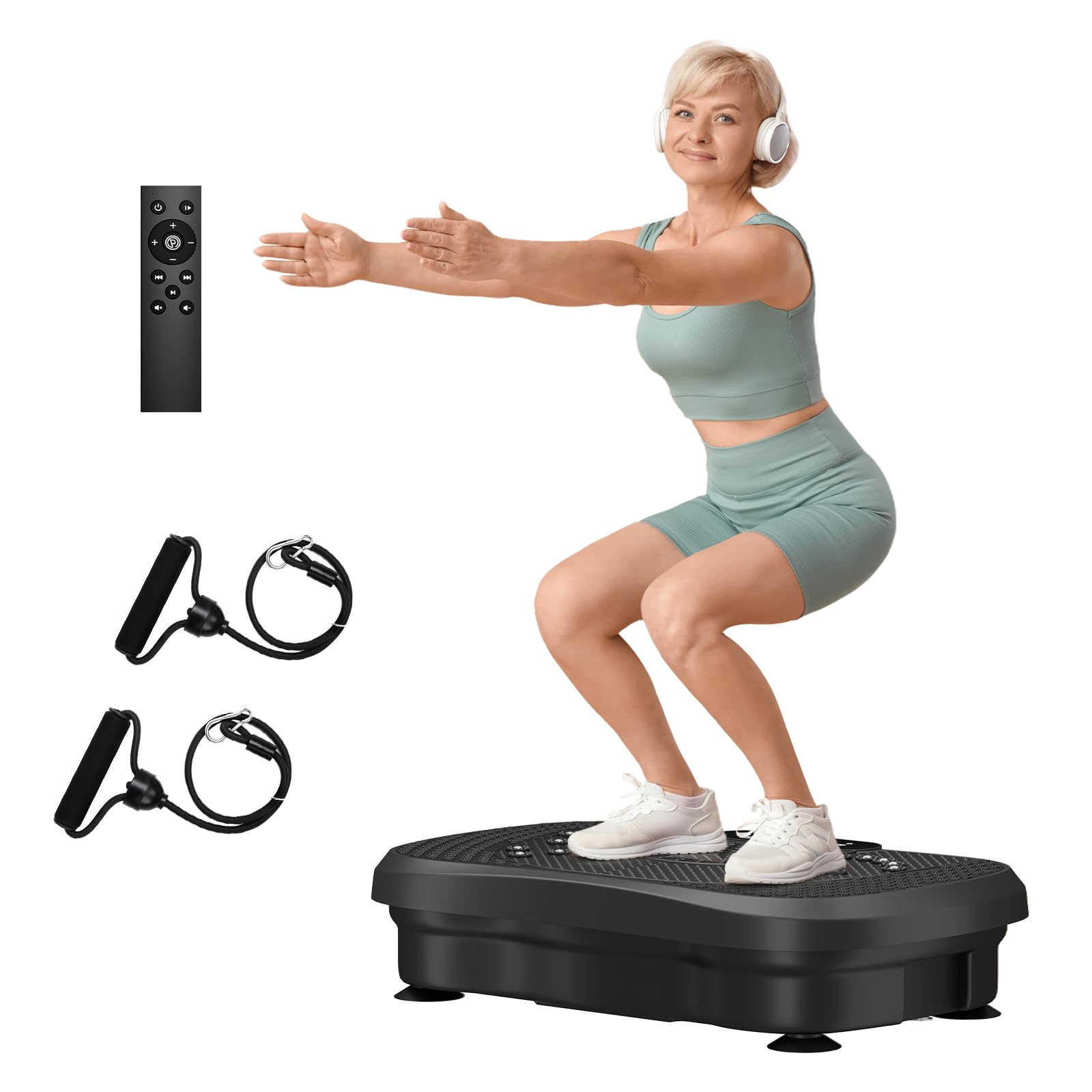 Yoleo Vibration Plate, Workout Vibrating Plate Exercise Machine for Weight Loss, Power Plates Machine Built-in Bluetooth Speaker for Lymphatic Drainage-Black — image 1