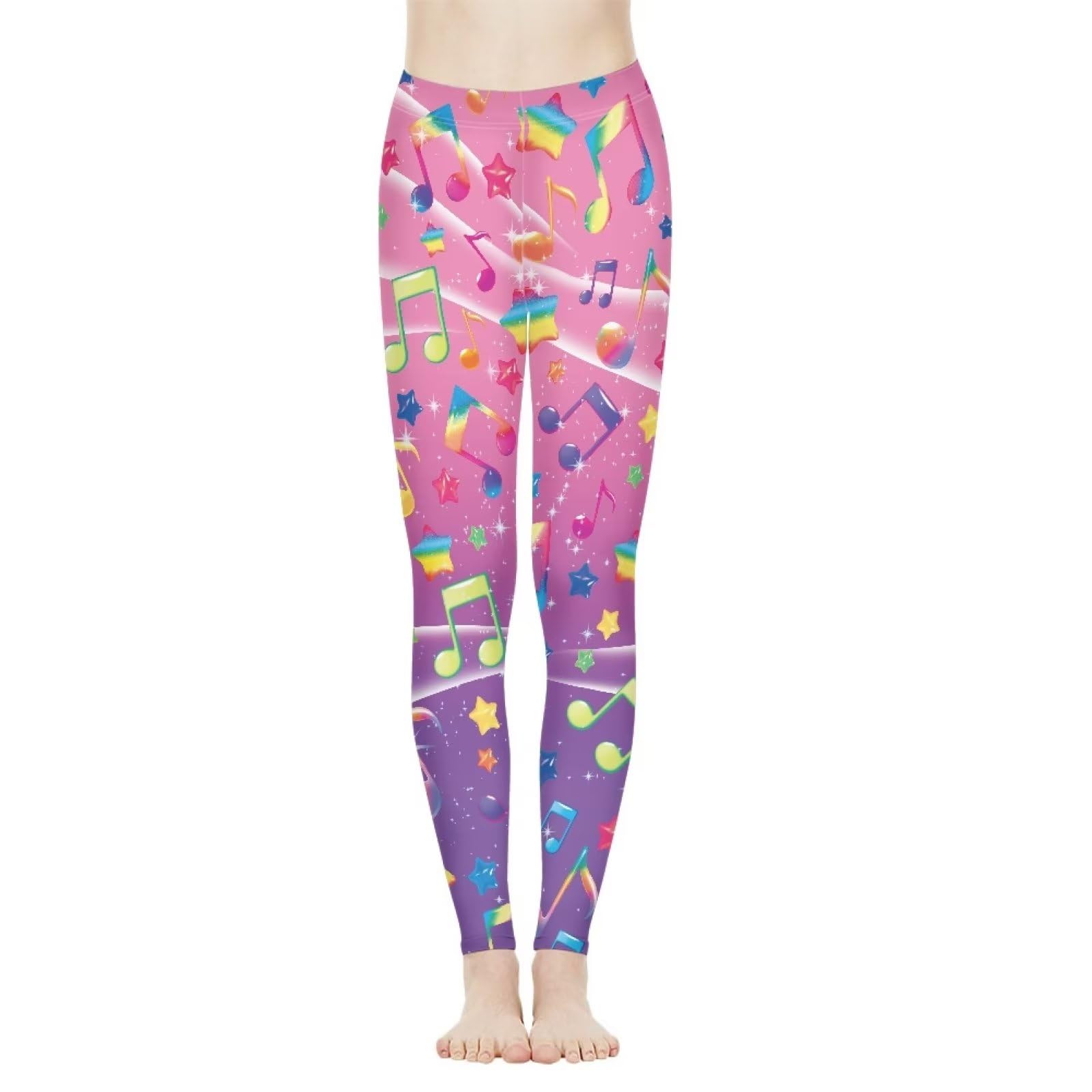 xixirimido Musical Note Women's Yoga Leggings Tie Dye Plus Size Tummy Control High Waist Outfit Stretch Pants Ankle Length