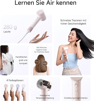 Laifen Air Hair Dryer 280g Light Up to 15× Faster Pastel Pink
