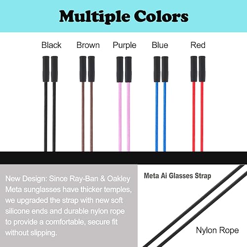 Miniatura 2 de Correa para lentes Ray-Ban y Oakley Meta - 3 correas ajustables para lentes de sol, cordones de retención para hombres, mujeres y niños