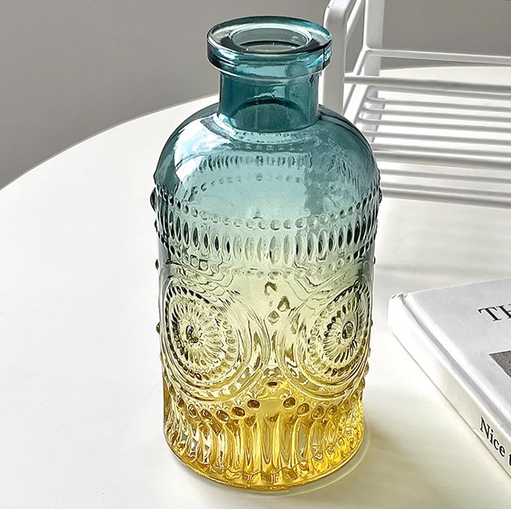 Glass Bud Vase Baroque Retro Small Bud Vases Mini Vintage Flowers Vases Aromatherapy Jar Bottles Antique Decorative Vase Aesthetic Wedding Table Centerpiece Home Table Party Dcor - Image 3