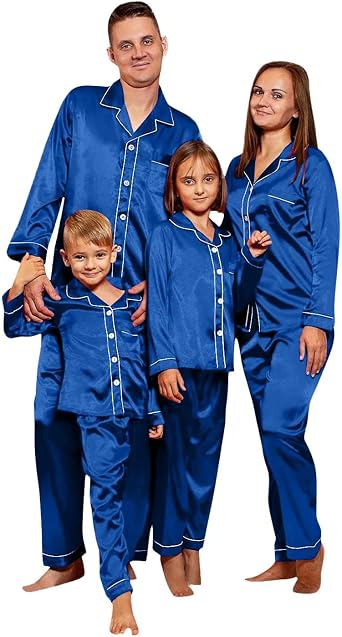 Matching Christmas Pajamas for Family Silk Satin Xmas Pjs Set 2025 Casual Button Down Sleepwear Comfy Loungewear