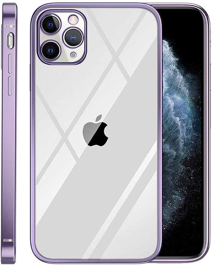 Capa lateral plana com moldura quadrada para iPhone 11 Pro Max roxo |  Amazon.com.br
