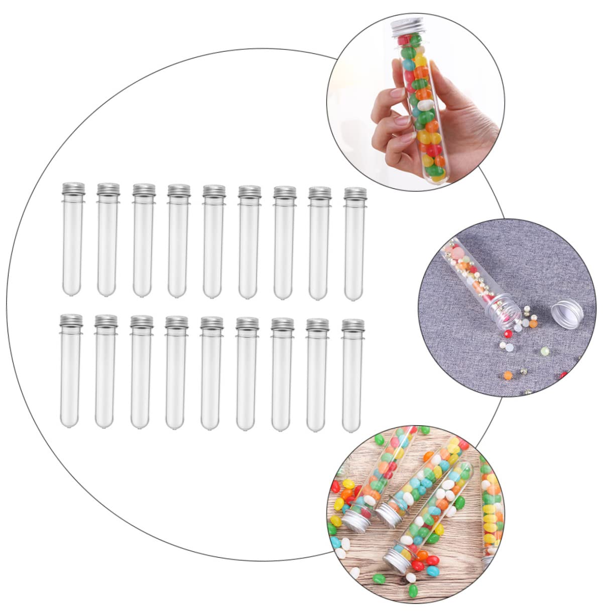 PRETYZOOM 50piezas Botellas de Tubo de Ensayo Transparentes Tubos Cilíndricos de Pet para Dulces Contenedores de Almacenamiento para Manualidades
