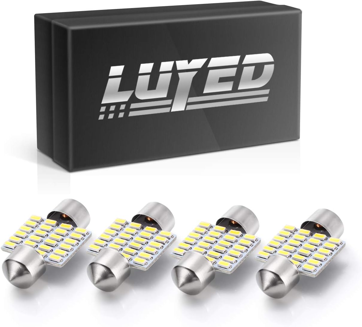LUYED DE3175 LED Bulbs Xenon White Canbus Error Free 1.25 inches 31mm DE3021 DE3022 3175 LED Bulbs Used For Interior Map Dome Lights,Pack of 4