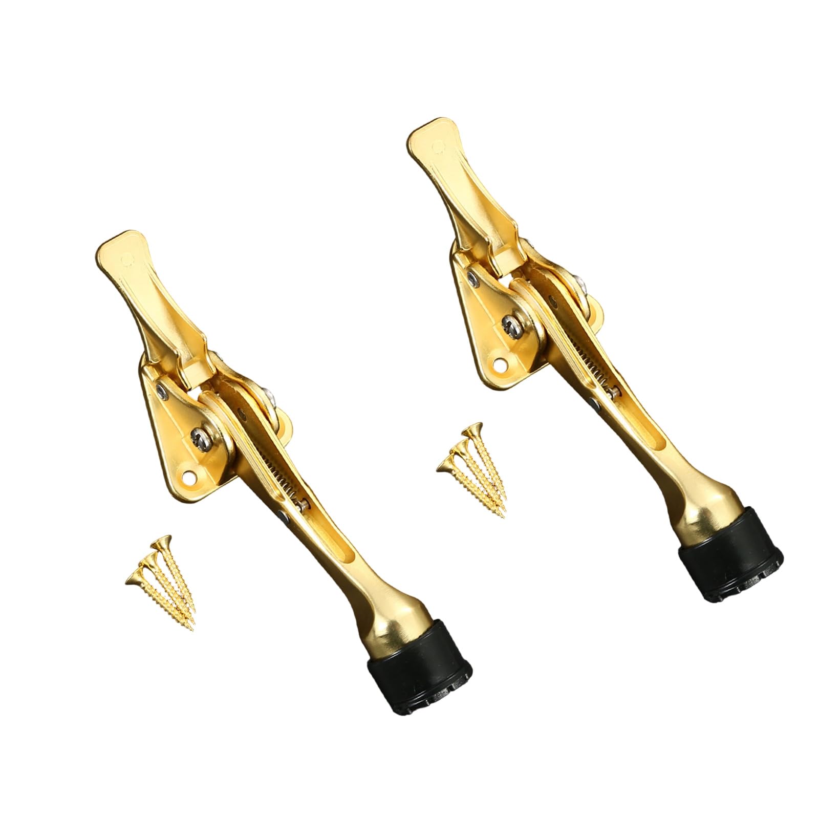 Kickdown Door Stop Metal Alloy Doorstop Adjustable Door Holder with Nonslip Rubber Tips Wall Protector Metal Alloy Doorstop