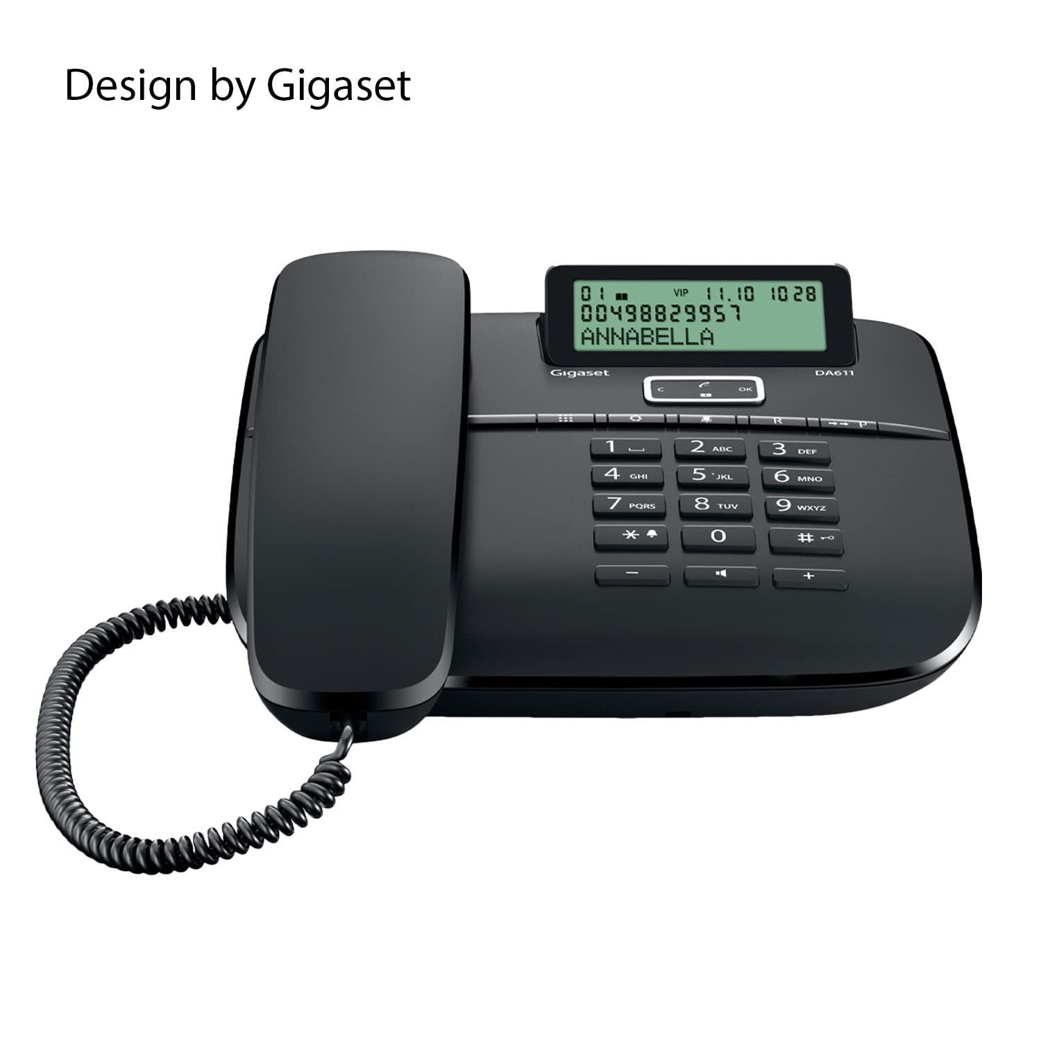 Gigaset DA610 - Schnurgebundenes Telefon - klassisches Schnurtelefon mit Direktruf und Freisprech Funktion - Hörgeräte kompatibel, schwarz
