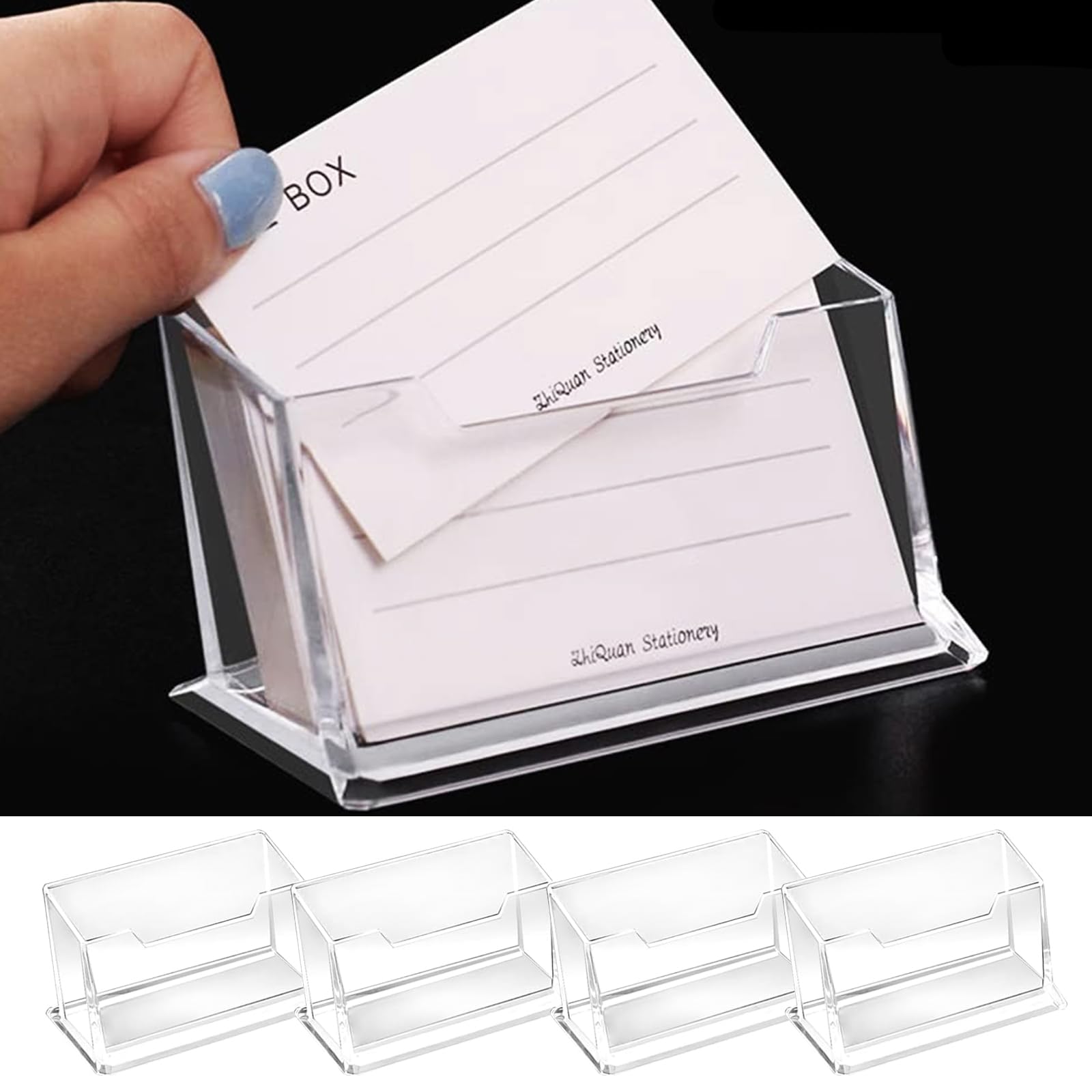 KAIAIWLUO Porte-Cartes de Visite,4 PCS Acrylique Porte-cartes