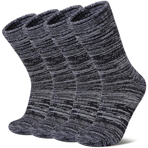 LANLEO Merino Wool Hiking Socks for Women Men Thermal Extra Thick Winter Warm Comfy Cushioning Crew Boot Socks 4 Pairs