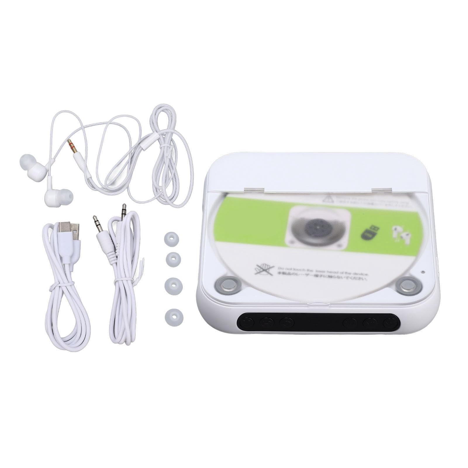 Generic Lettore CD Portatile Bluetooth Lettore Musicale Ricaricabile per Viaggi in Auto, CD Compatto con Auricolare, ABS Bianco