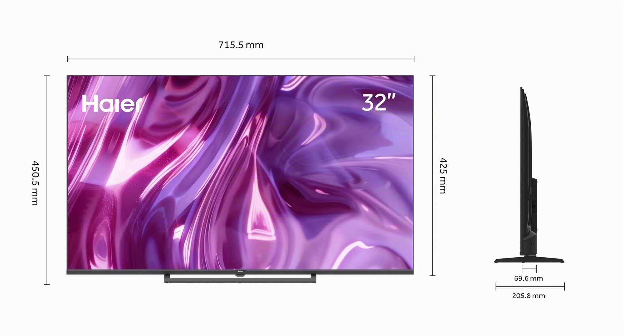 Haier S80 QLED Full HD 32" H32S80GFX, Smart TV con Google TV, Chromecast, Dolby Audio, HDR10, Bluetooth 5.1, USB 2.0 x 2, DBX TV, HDMI 2.1 x 4 [2026]