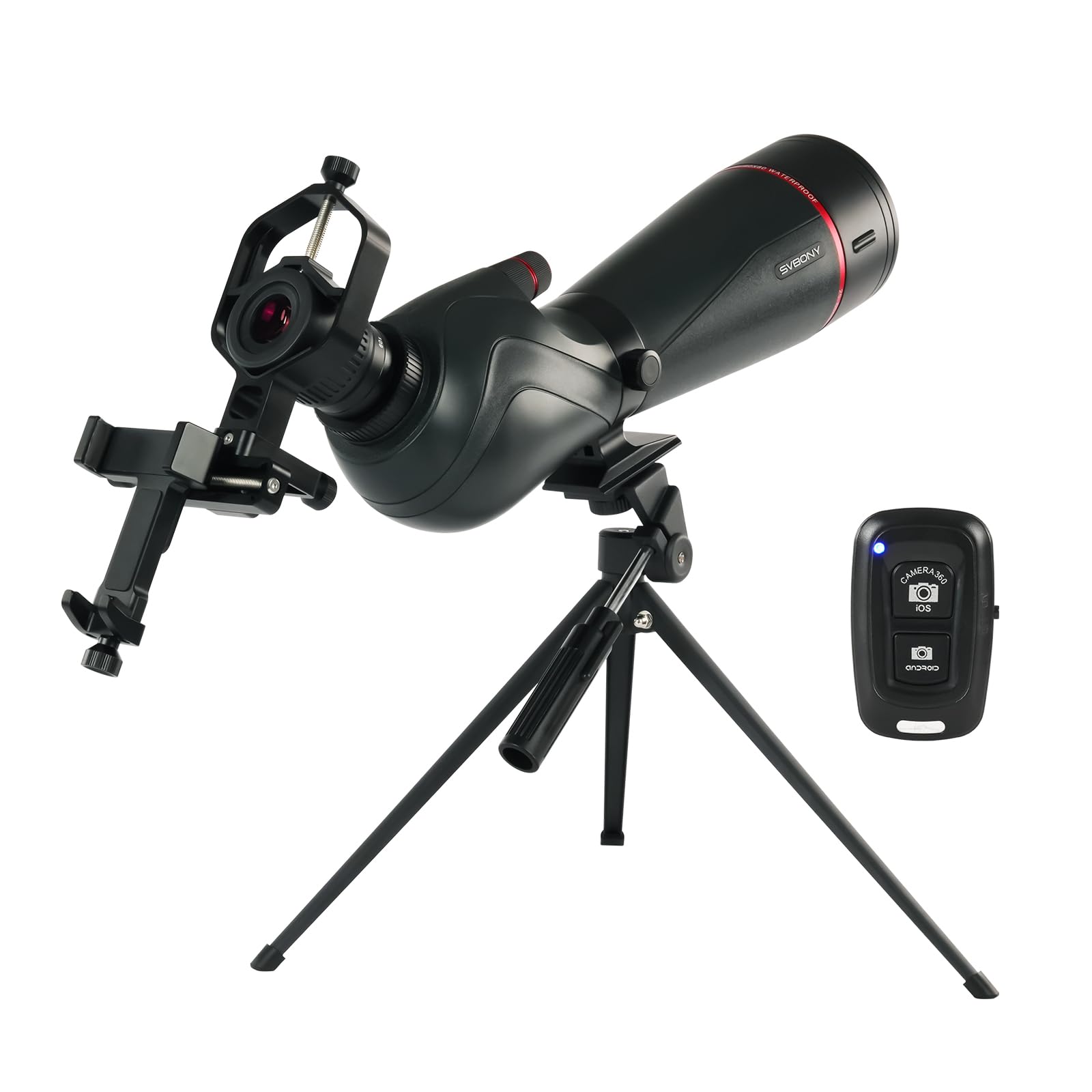 Svbony SV406 20-60x80mm Longue-vue Puissante avec Adaptateur Téléphone, HD FMC BAK4 Double Focalisation, 1,25'' Oculaire Amovible, IPX7 Étanche avec Trépied,pour Observation Oiseaux Faune Photographie