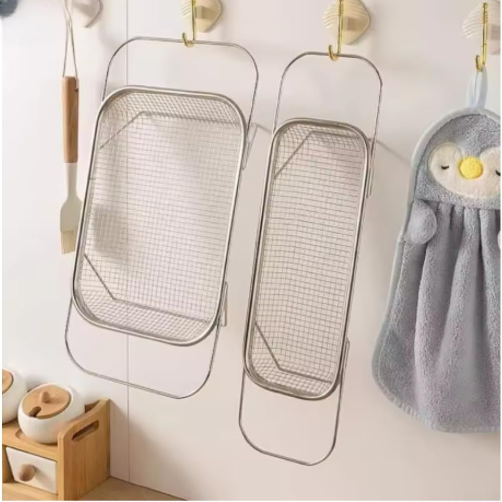 Colander de acero inoxidable con diseño telescópico ajustable para fregaderos de 31 cm y 51,5 cm, fruta eficiente para drenaje vegetal