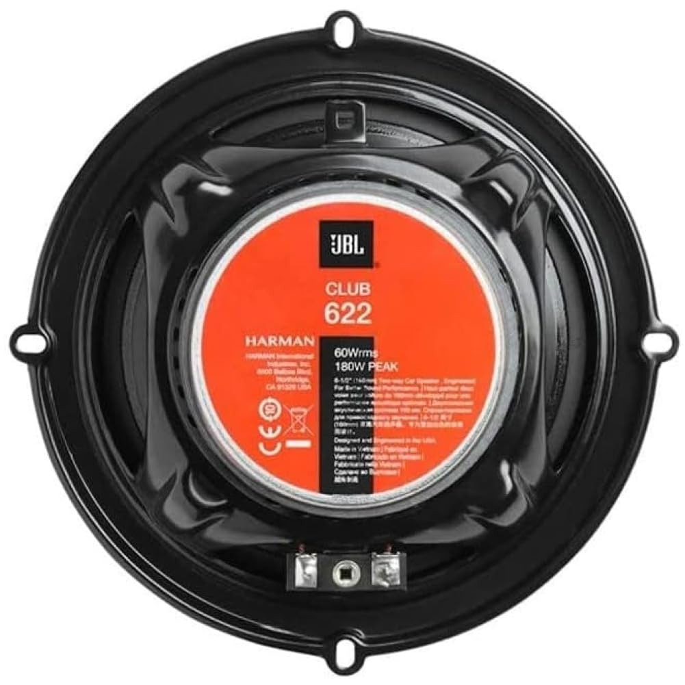 KIT SET PER JBL CLUB 622 2 altoparlanti coassiali a 2 vie da 16 cm 160 mm 6,5" da 60 watt rms e 180 watt max impedenza 3 ohm 93 db spl, sospensione in gomma, a coppia + adattatori e viti set di 2
