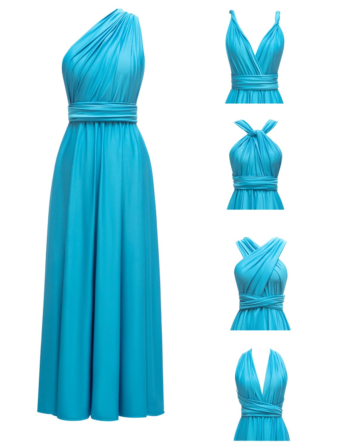 SZJMS Long Infinity Dresses for Bridesmaids Plus Size Convertible Dress with Bandeau Multi-Way Transformer Gown
