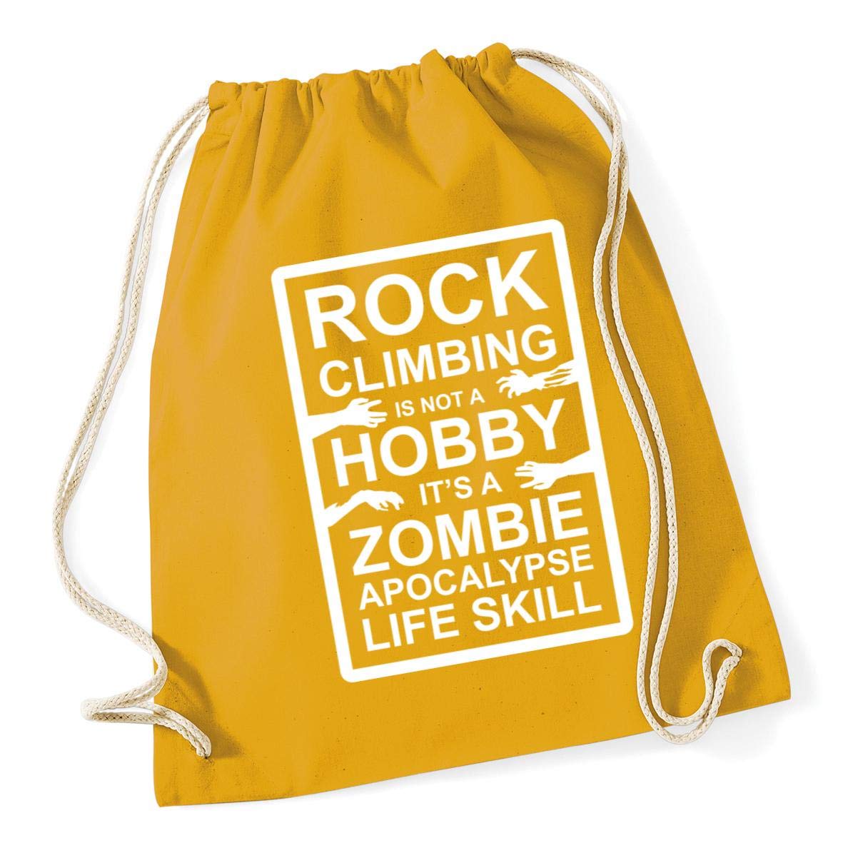 Hippowarehouse Rock climbing it's not a hobby it's a zombie apocalypse life skill Drawstring Cotton School Gym Bag 37cm x 46cm, 12 litres