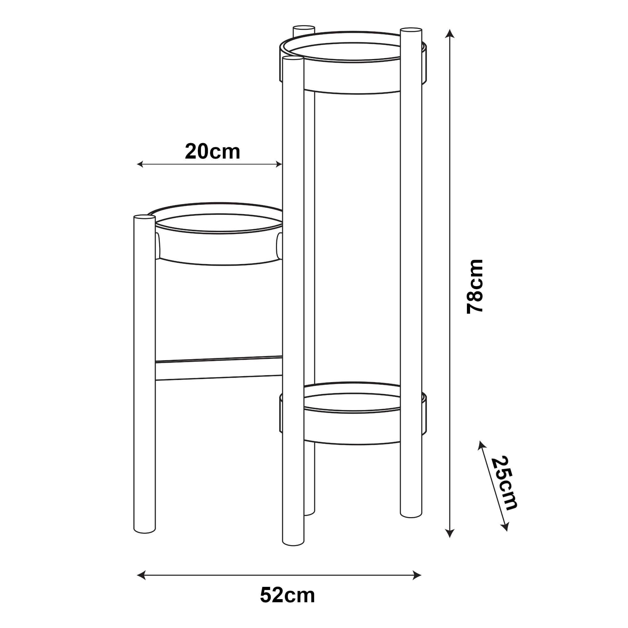 [en.casa] Étagère à Fleurs à 3 Niveaux Porte Plantes pour Intérieur Support Cache-Pots Meuble de Rangement Bambou Plastique 78 x 52 x 25 cm Naturel Blanc