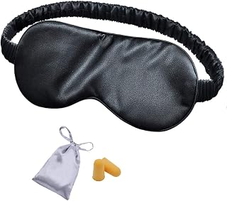 OLESILK Silk-Sleep-Mask Eye-Mask & Blindfold with Double Layer Silk Filling and Elastic Strap for Full Night's Sleep, Travel and Nap, Bonus Free Luxury Bag and Ear Plugs, Black