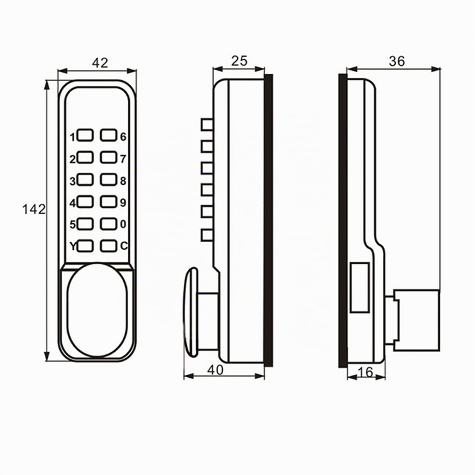 Serrure de porte mécanique, clavier d'entrée sans clé serrure numérique étanche, serrures de porte de maison à code de 1 à 11 chiffres, serrure codée sans clé serrures de verrouillage de porte
