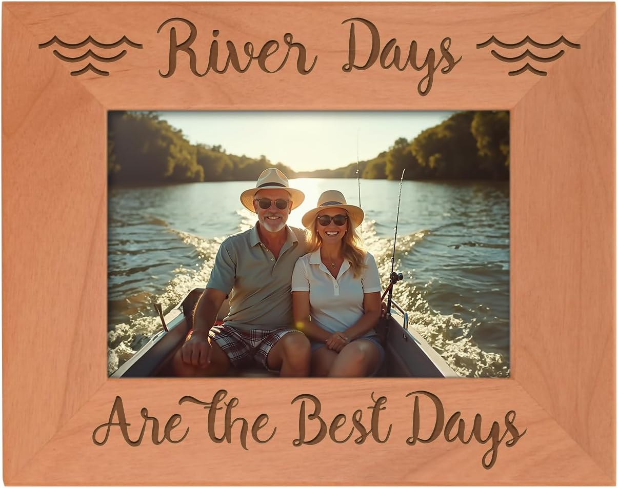 ThisWear River Frame River Days Are the Best Days Vacation Gifts Wood Engraved 4x6 Landscape Picture Frame