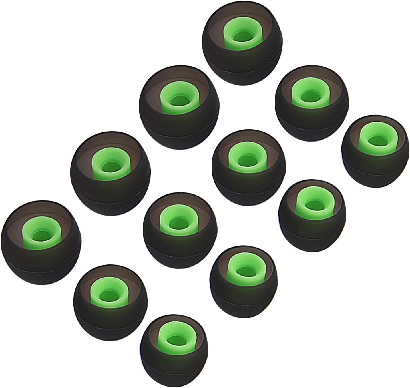 SUNMNS 6 Pairs Silicone Eartips Eargels Earpads Ear Tips Gels Bud Compatible with Senso Zeus Otium Hussar Mpow Sport Bluetooth Headphones (Green+Black)