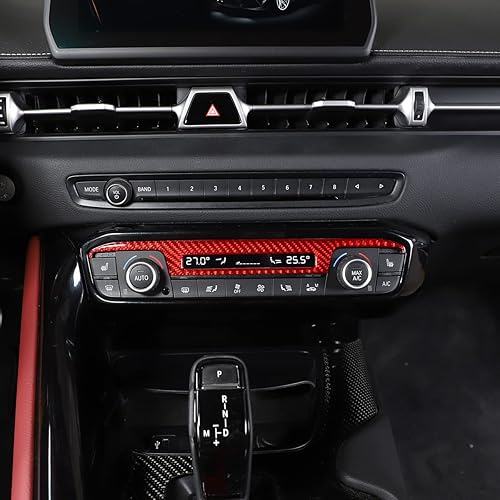 Miniatura 6 de Marco de panel de interruptor de aire acondicionado de fibra de carbono suave para Toyota Supra GR A90 A91 MK5 2019-2024, consola central de CA
