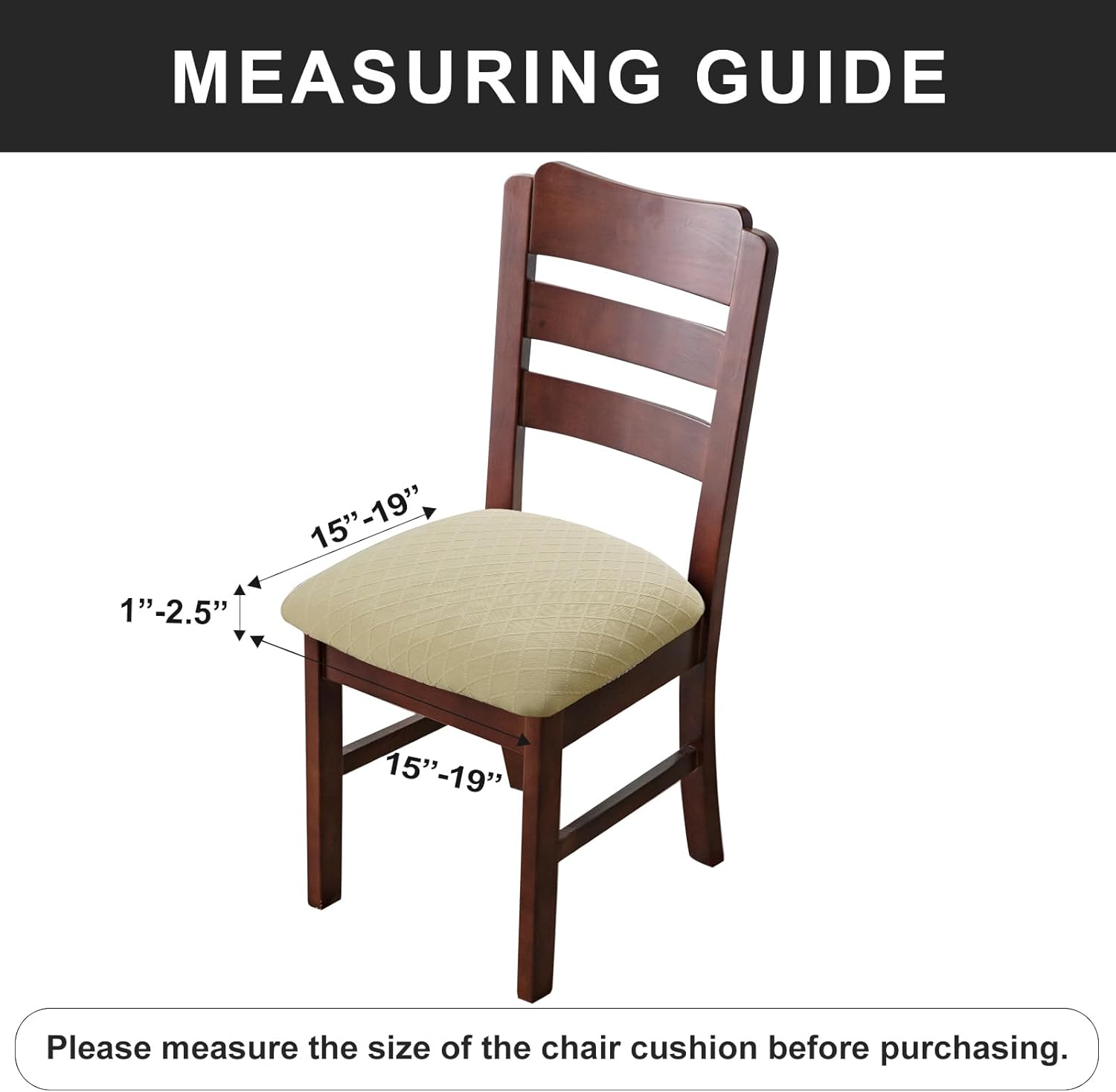 Genina Waterproof Seat Covers for Dining Room Chairs Covers Dining Chair Cover Kitchen Chair Covers (Beige, 6 Pcs)