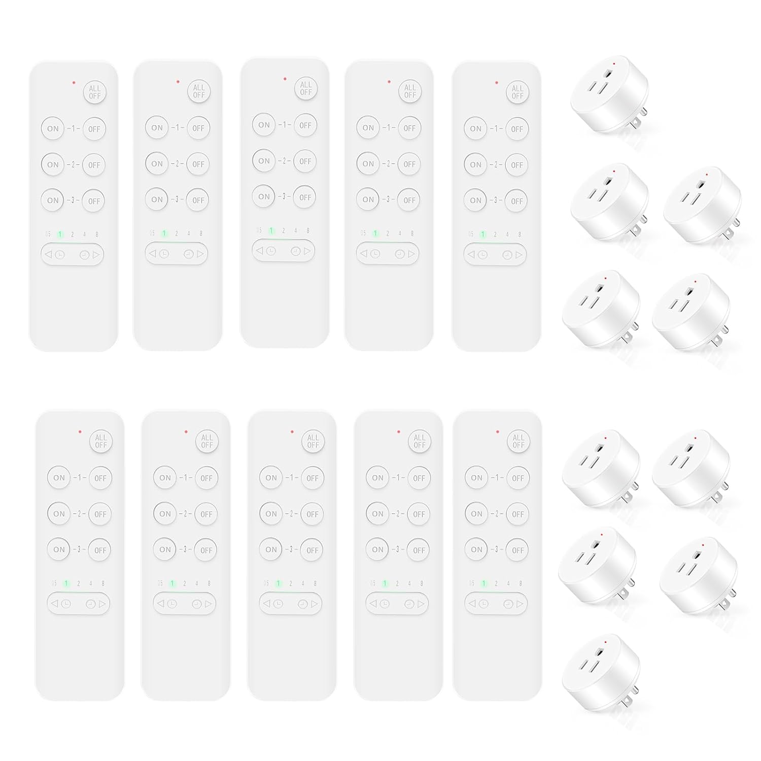 Wireless Remote Control Electrical Outlet Switch, NineLeaf Remote Control Outlet Wireless Light Switch, Remote Control Outlet Plug for Lamp and Household Appliance 15A/1500W, 500FT (10Remotes+10Plugs)