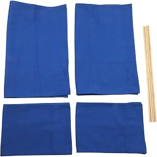 Juego de fundas de asiento de repuesto de lona lavable con accesorios, 2 juegos de fundas plegables a rayas para muebles de jardín al aire libre, color negro (azul)