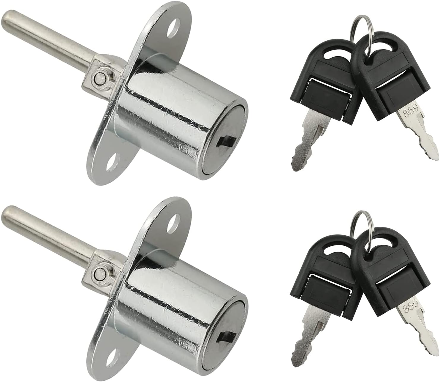 2Pcs Drawer Lock with Key, Cam Lock Plunger Lock Drawer Locks