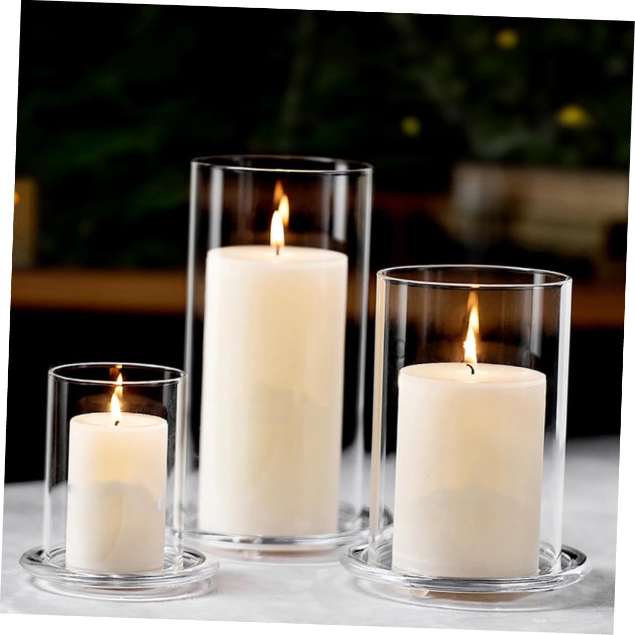 PRETYZOOM 3pcs Clear Glass Candle Holders Elegant Cylinder Shades for Pillar Candles Decorative Covers for Weddings Home Decor Special Occasions