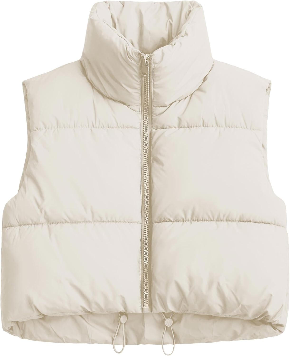 Polu Women's Cropped Puffer Vest Jacket Sleeveless Winter High Stand Collar Lightweight Vest for Women with Zip Gilet - Image 3