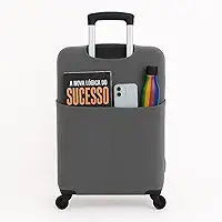 Capa Protetora para Mala de Viagem com Bolso Canguru, Resistente e Segura, Ideal para Uso em Aeroportos e Viagens Nacionais e Internacionais (Cinza,P - 8 até 10kg)