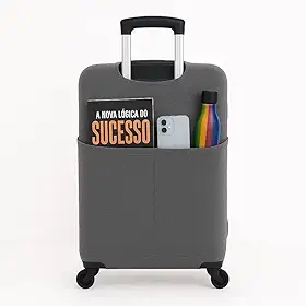 Capa Protetora para Mala de Viagem com Bolso Canguru, Resistente e Segura, Ideal para Uso em Aeroportos e Viagens Nacionais e Internacionais (Cinza,P - 8 até 10kg)