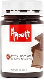 Amoretti - Swiss Chocolate Compound 8 oz - Natural Flavors, Shelf Stable Even After Opening, Certified Kosher, TTB Approved, Perfect for Baking Applications & Beverages