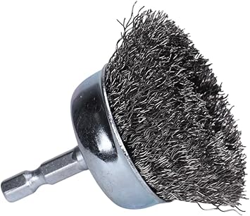 Century Drill & Tool 76211 Coarse Crimped Cup Wire Brush, 1-3/4" – Removes Rust, Paint, Weld Spatter, Cleans Pipes & Fittings, Heat-Treated Steel, Quick-Change Shank